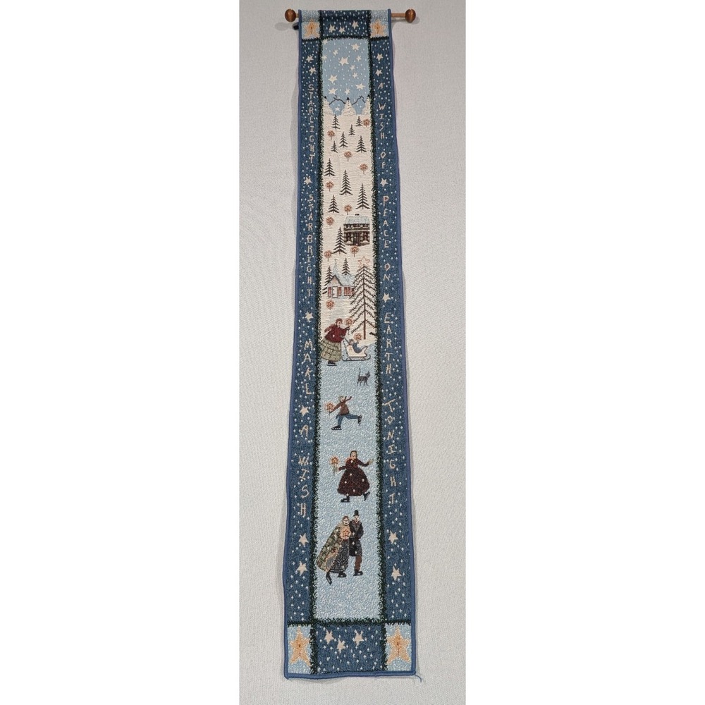 Bell Pull Tapestry Unisex OS Blue Excellent Winter Folk Art Starry Night
